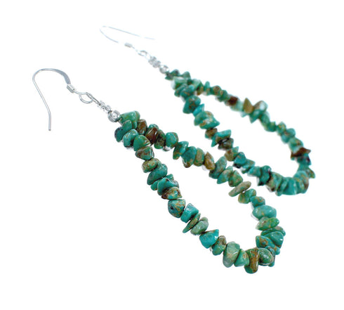 Genuine Sterling Silver Navajo Turquoise Bead Hook Dangle Earrings X10088